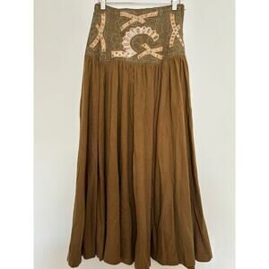 Vintage Mercedes & Adrienne Maxi Skirt  Brown Cotton Cottagecore Boho Western